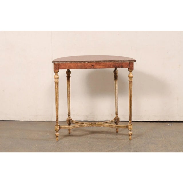 Wood Petite French Marble Top Demi-Lune, 19th C. For Sale - Image 7 of 12