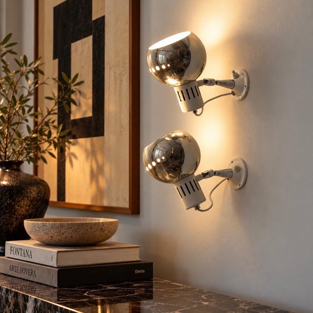 Space Age Chrome Eyeball Wall Lamps, 1970s, Set of 2 For Sale - Image 12 of 14