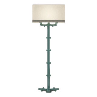 Alba Floor Lamp in Ceramic and Linen with Samuel & Sons Trimming by Popus Editions For Sale
