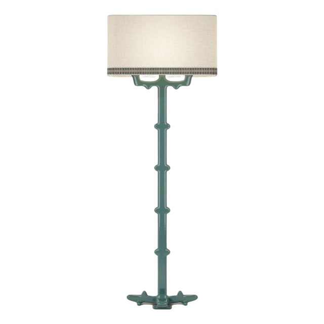 Alba Floor Lamp in Ceramic and Linen with Samuel & Sons Trimming by Popus Editions For Sale