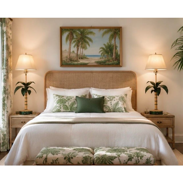 Pair of Hollywood Regency Italian Tole Palm Tree Table Lamps For Sale - Image 11 of 12