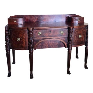 1980s Henredon Flame Mahogany Sideboard Buffet Credenza Hepplewhite Paw Foot Huntboard For Sale