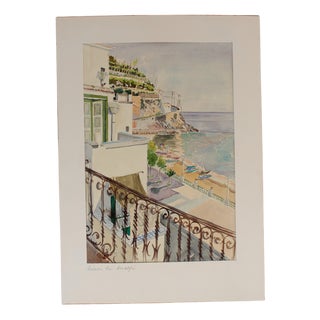 Minori, Italy, 1960, Watercolor on Paper For Sale
