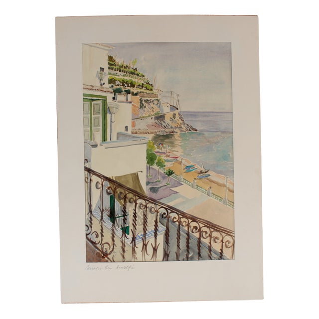 Minori, Italy, 1960, Watercolor on Paper For Sale