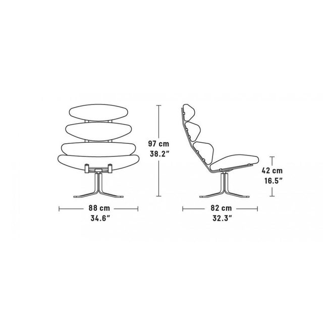 Metal EJ5 Corona Lounge Chairs in Steel and Black Leather by Poul M. Volther for Erik Jørgensen, 1960s, Set of 2 For Sale - Image 7 of 8
