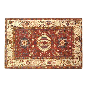 Antique Persian Heriz Karaja Oriental Rug, Room Size, w/ Multiple Medallions