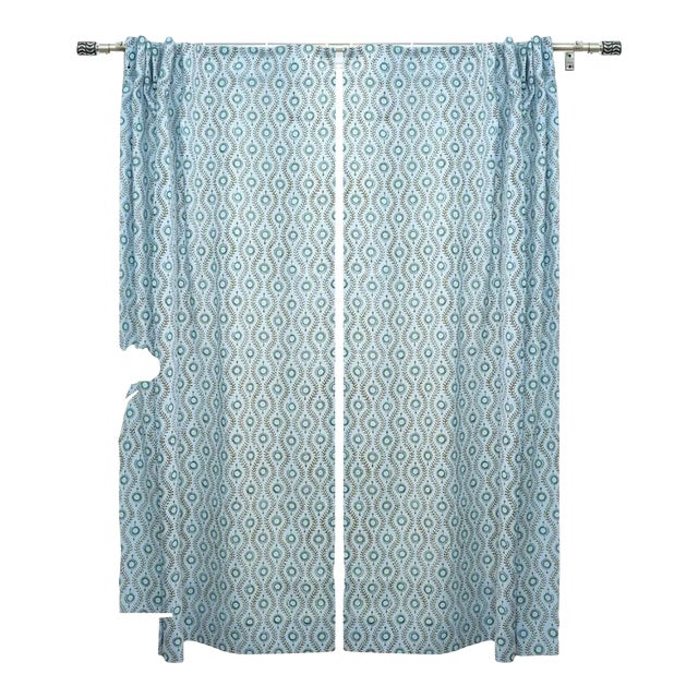 Lehriya Floral Handcrafted Viscose Coloured Linen Curtain for Windows Size-54"x108" For Sale