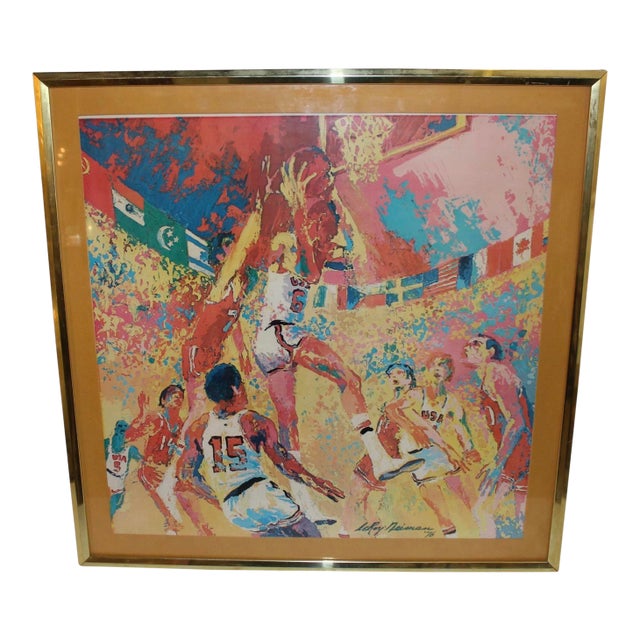 1976 Olympic Basketball Print by Leroy Reisman For Sale