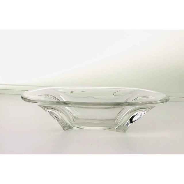 Glass Midcentury Heavy Clear Art Glass Centerpiece For Sale - Image 7 of 7