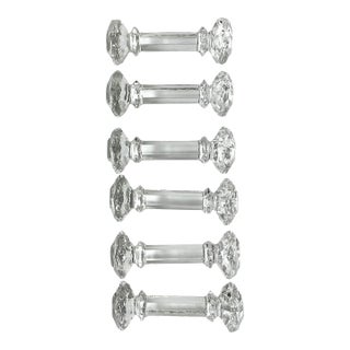 1980s Vintage Hollywood Regency Chippendale English Crystal Knife Rests After Ralph Lauren - Set of 6 For Sale