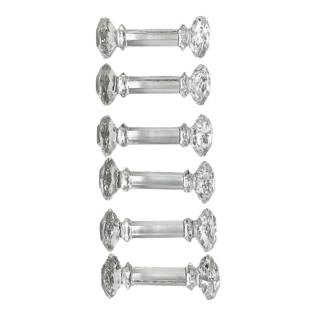 1980s Vintage Hollywood Regency Chippendale English Crystal Knife Rests After Ralph Lauren - Set of 6 For Sale