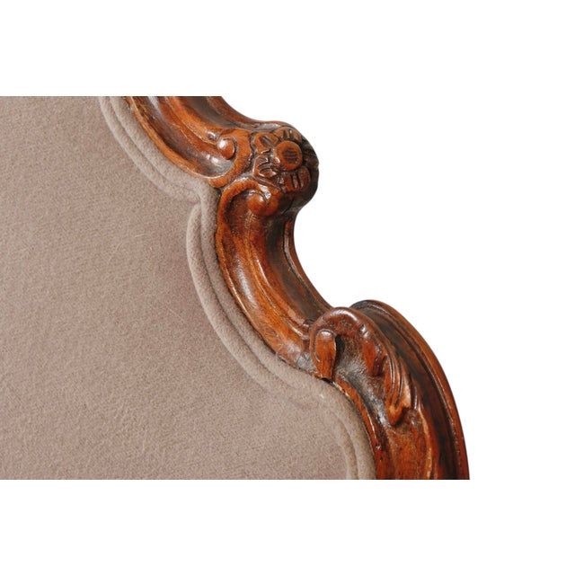 Mocha Upholstered Antique Rococo Bergere Armchair For Sale In Tampa - Image 6 of 9