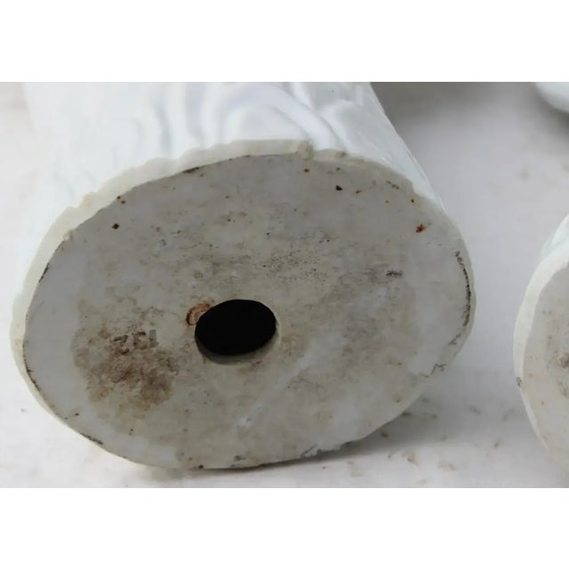 Pair of Vintage White Ceramic Roosters For Sale - Image 10 of 11