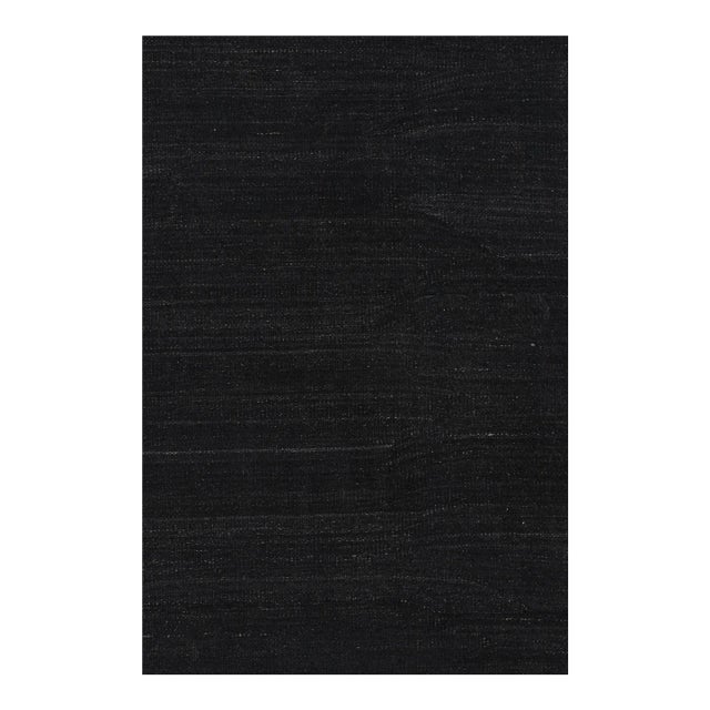 Rug & Kilim’s Solid Kilim Rug in Black Tones and Striae For Sale
