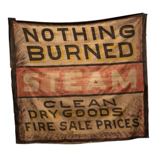 Hand‑Painted “Nothing Burned – Steam Clean Dry Goods” Canvas Banner For Sale