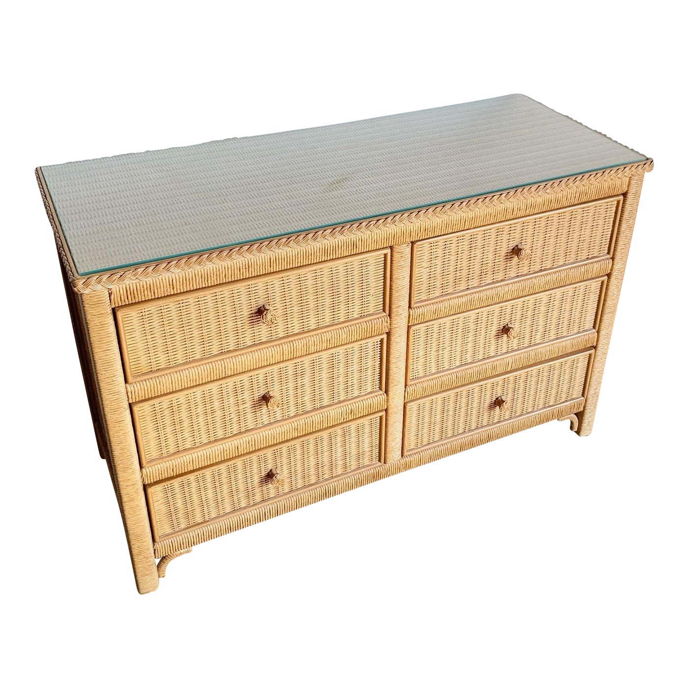Boho Chic Wicker Rattan Henry Link Dresser by Lexington 6 Drawer