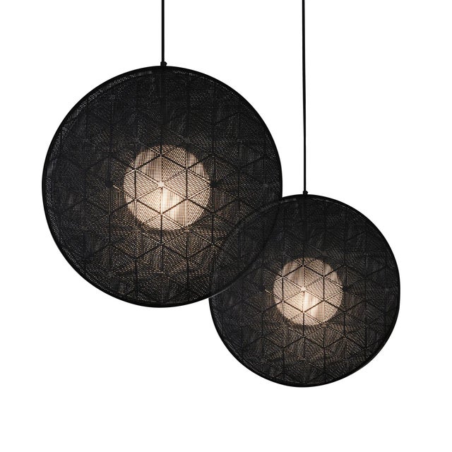 Oggetti Hush by Oggetti Galvanized Iron Pendant Light, Black, Large For Sale - Image 4 of 5