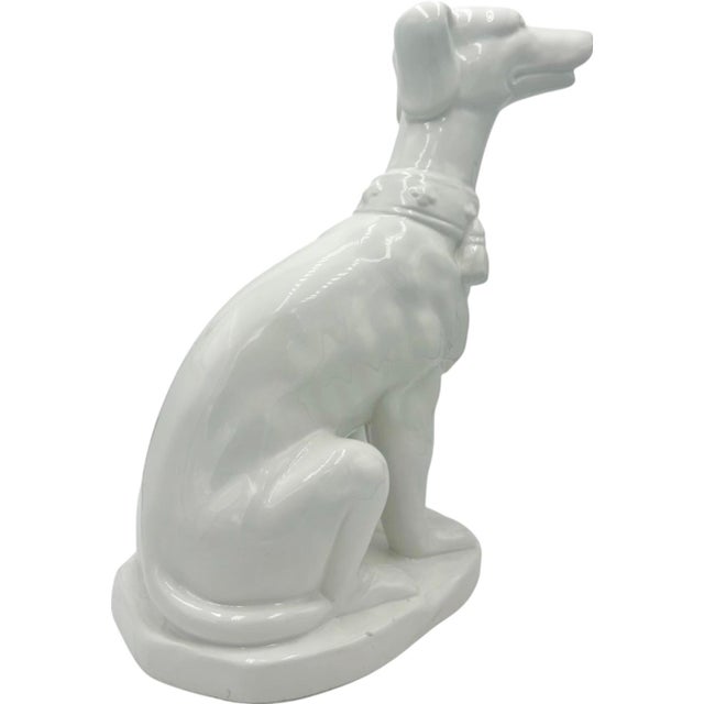 Vintage Greyhound Dog White Ceramic Statue For Sale In Washington DC - Image 6 of 12
