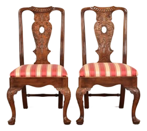 Henredon Chippendale Carved Mahogany Side Chairs or Dining Chairs, Pair