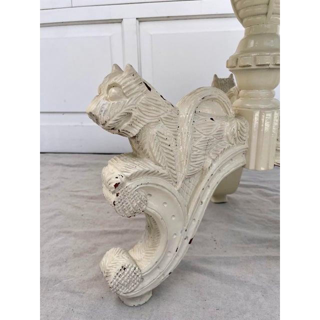 Anglo-Indian Victorian Octagonal Carved Pedestal Side Table in Antique White For Sale - Image 12 of 12