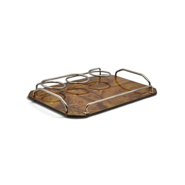 1970s Briar Wood Tray with Bottle Holder, 1970s For Sale - Image 5 of 11