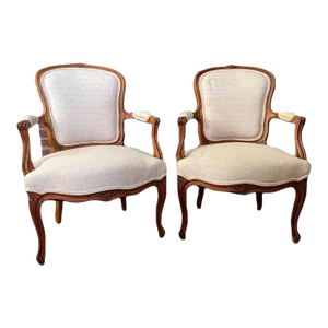 Antique Louis XV Style Elmwood Armchairs