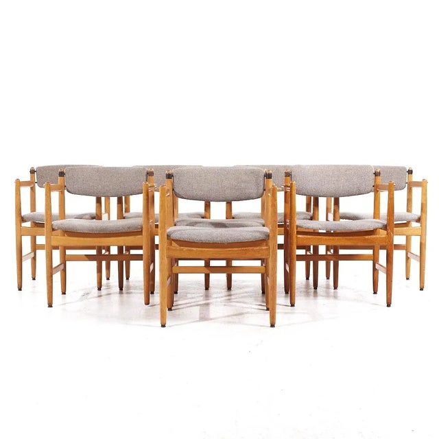 Børge Mogensen for Karl Andersson & Söner Mid Century Danish Oak Dining Chairs - Set of 8 Each chair measures: 24 wide x...