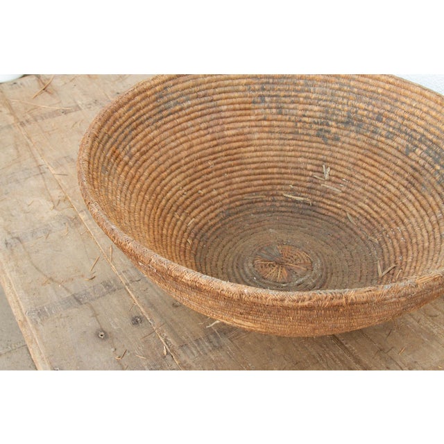 19th Century Large 25" Dm Nomadic Basket With Center Patch For Sale - Image 5 of 8