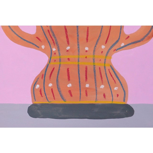 2025, Pink and Blue Trophies, Modern Still Life Vessels, Acrylic Paint and Gouache Crayon on Watercolor Paper - Set of 2 For Sale In Miami - Image 6 of 9