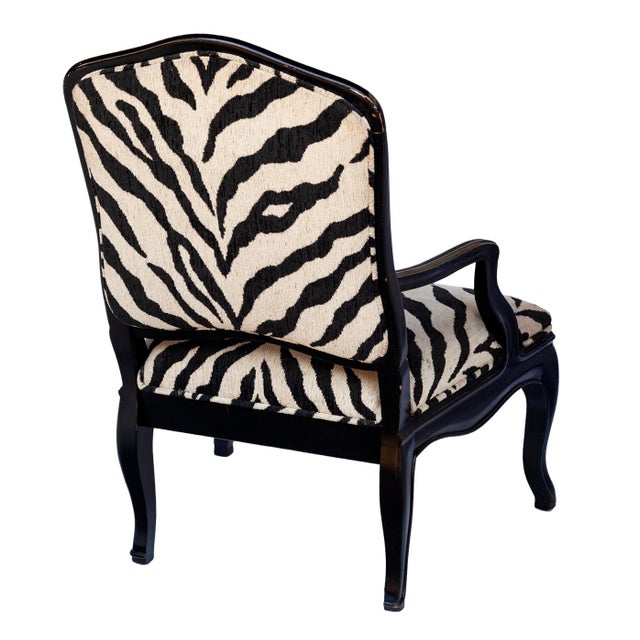 Wood Vintage Faux Zebra Upholstered Chair, Pair For Sale - Image 7 of 15
