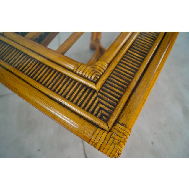 1980’s Boho Chic Rattan & Glass End Table For Sale - Image 10 of 12