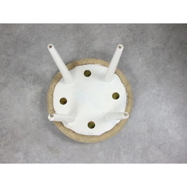 Wood Vintage Italian Stool in Beige Fabric, 1980s For Sale - Image 7 of 11