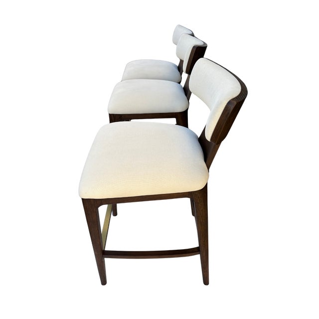 Rh Ligné Fabric Counter Stools — Set of 3 For Sale - Image 11 of 15