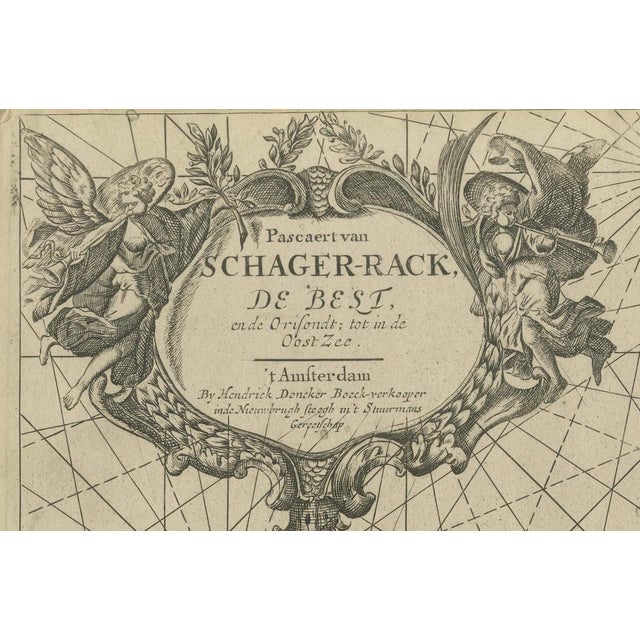 Gold Nautical Chart of Skagerrak and Øresund by Johannes Van Keulen For Sale - Image 8 of 11