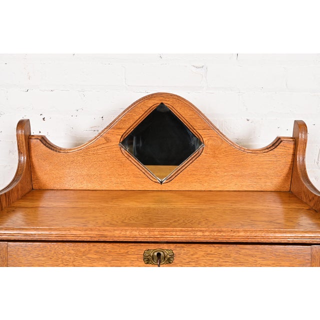 Stickley Brothers Style Antique Mission Oak Arts & Crafts Drop Front Secretary Desk, Circa 1900 For Sale - Image 11 of 15