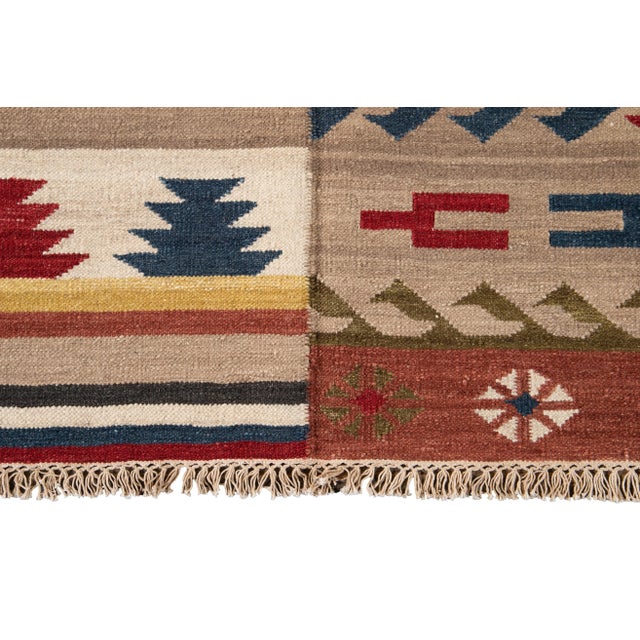 Tan 21st Century Modern Kilim Rug 8 '4'' X 10' 1'' For Sale - Image 8 of 13