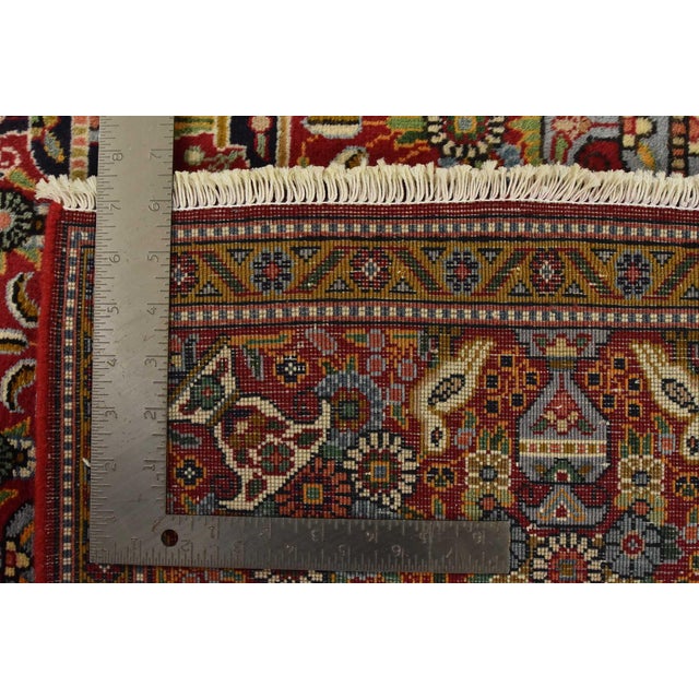 Tabriz Rug 8’1” X 10’11” Red Wool Vintage Traditional Hand-Knotted Carpet For Sale - Image 13 of 13