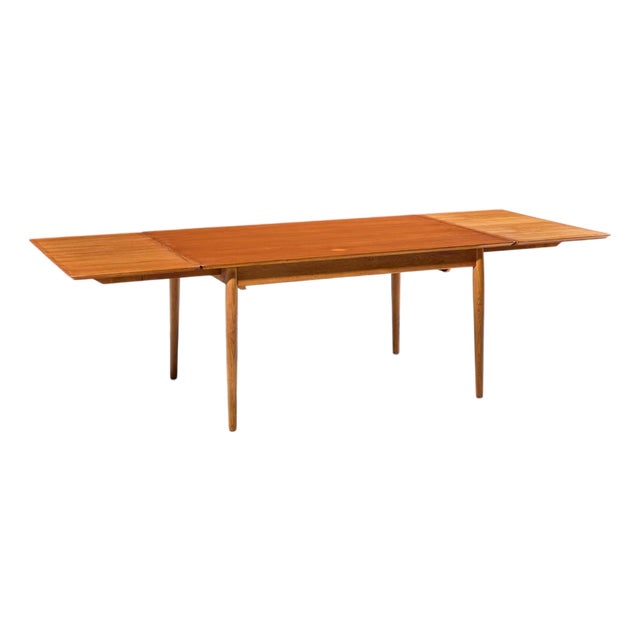Arne Vodder for Sibast Mid Century Danish Teak Expanding Dining Table With 2 Leaves For Sale
