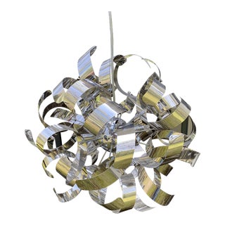Futuristic Quoizel Steel Finish Ribbons Orb Pendant Light For Sale