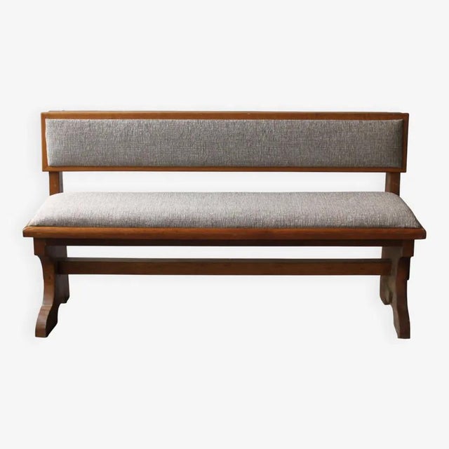Vintage Grey Bench in Oak, 1960 For Sale - Image 6 of 6