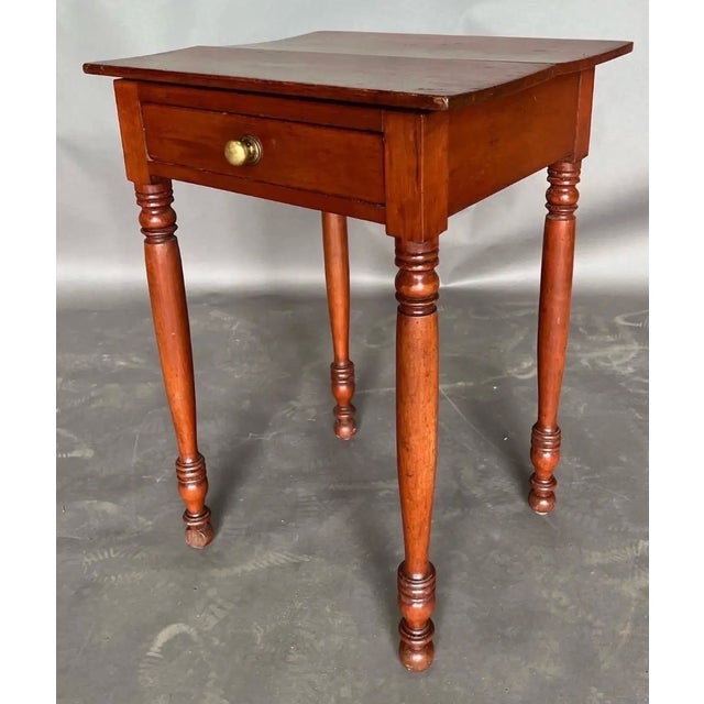 19th Century American Cherry One Drawer Stand With Turned Legs and Feet For Sale - Image 9 of 11