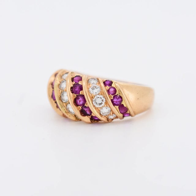 Mid 20th Century Gold Diamond Ruby Bangle Ring, Size For Sale - Image 6 of 6