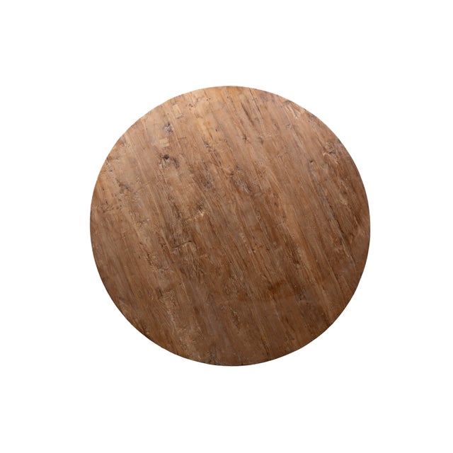 Reclaimed Elm Wood Table Top With Metal Base Chairish