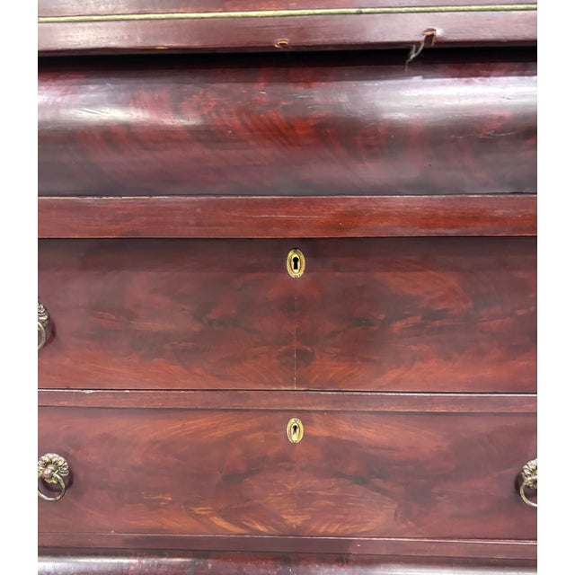 Antique Empire Flame Mahogany Secretary Desk and Bookcase For Sale - Image 12 of 18