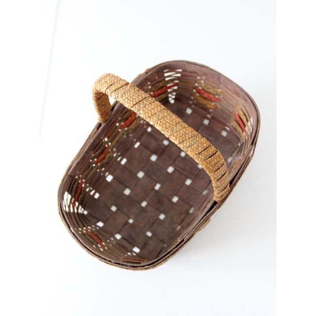 Brown Vintage Woven Gathering Basket For Sale - Image 8 of 14