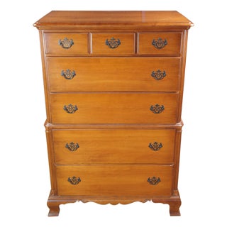 Early 20th Century Kling Olde Orchard Maple Colonial Chippendale Tallboy Dresser Chest of Drawers For Sale