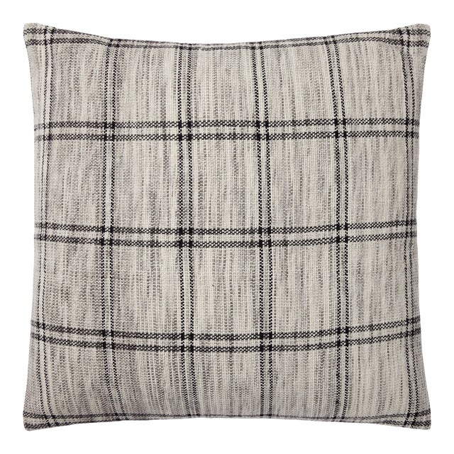 Amber Lewis x Loloi Dalia Ivory / Granite 22'' x 22'' Cover with Poly Pillow For Sale