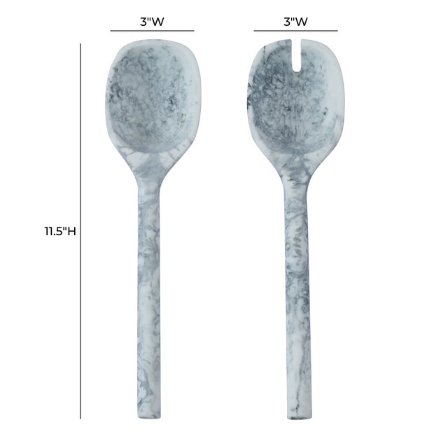 Boho Chic Mera Black & White Resin Serving Spoons - Set of 2 For Sale - Image 3 of 4