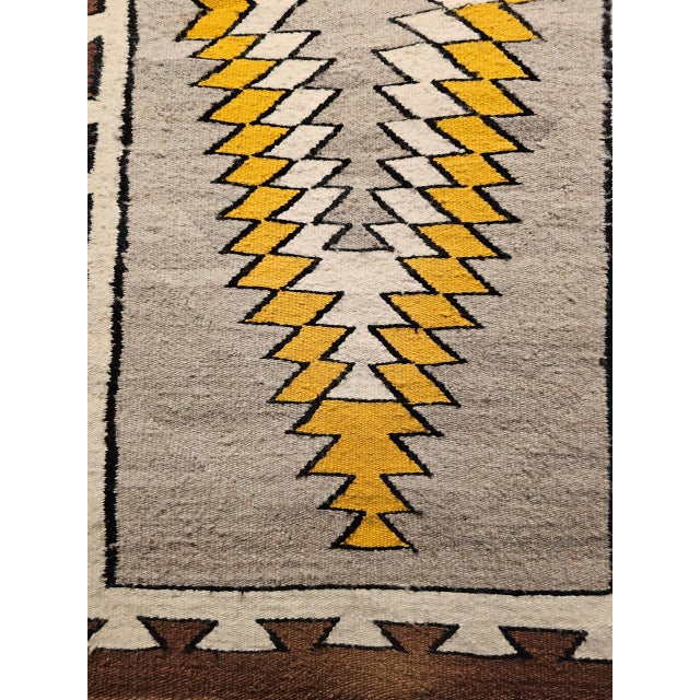 Vintage Native American Navajo Rug, Eye Dazzler Pattern, Wool & Cotton, Tribal Wall Art, 3x5 For Sale In Chicago - Image 6 of 11