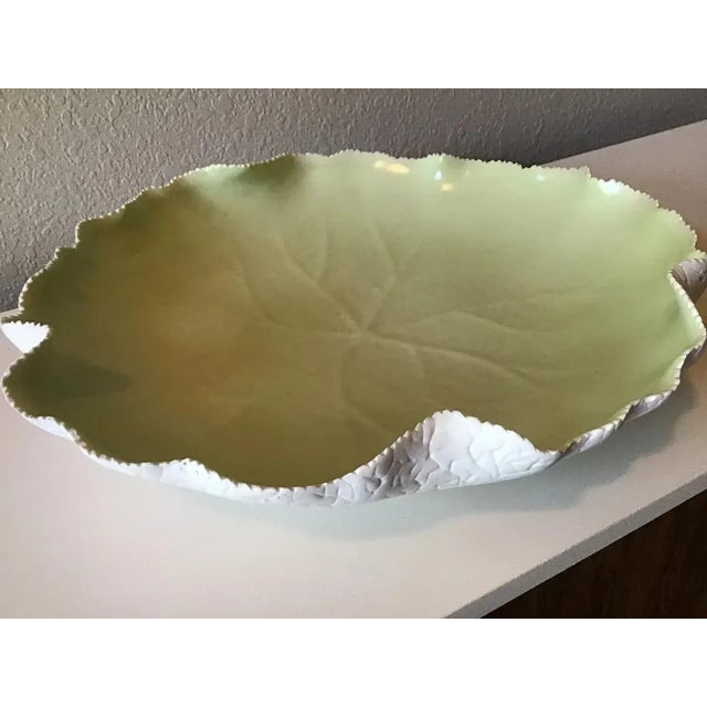 Chinese Large Fine Bone China Leaf Platter For Sale - Image 3 of 11